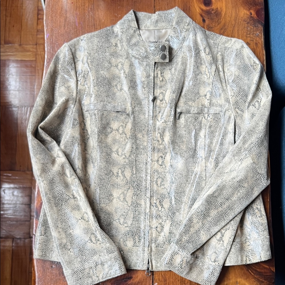 Alfani Beige Snakeskin Textured Jacket